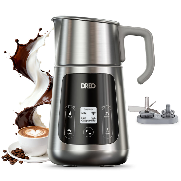 Dreo Milchaufschäumer Elektrisch [Verbessert], All-in-1 450ml Elektrischer Milchschäumer für Latte,
