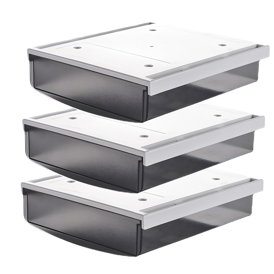 TUKA 3X 3,5L Unterschreibtisch-Schubladen 24x21x8cm, Selbstklebende Schubladen, Versteckte Unterbaus