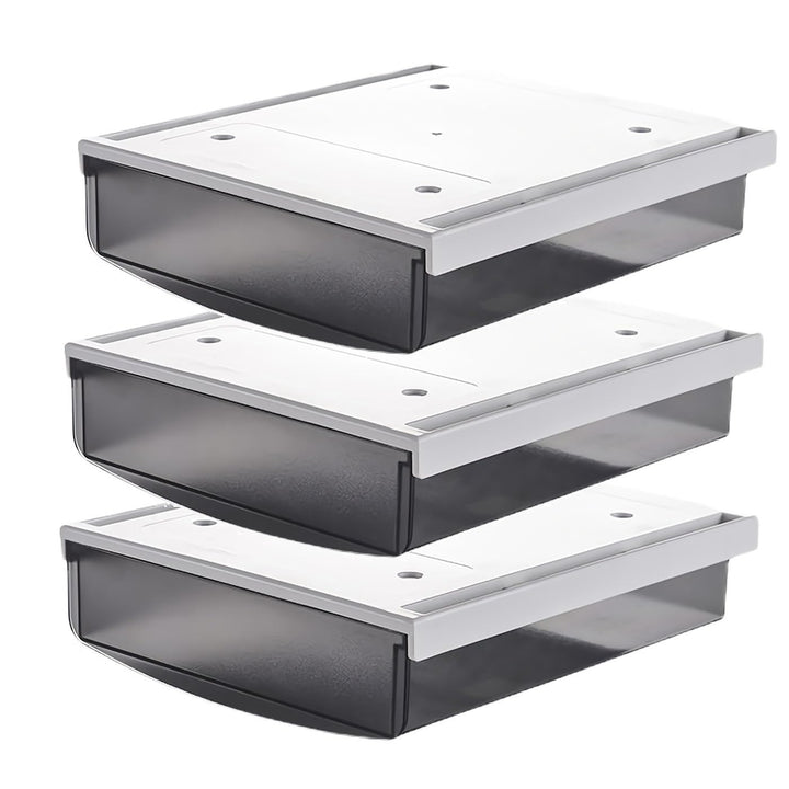 TUKA 3X 3,5L Unterschreibtisch-Schubladen 24x21x8cm, Selbstklebende Schubladen, Versteckte Unterbaus