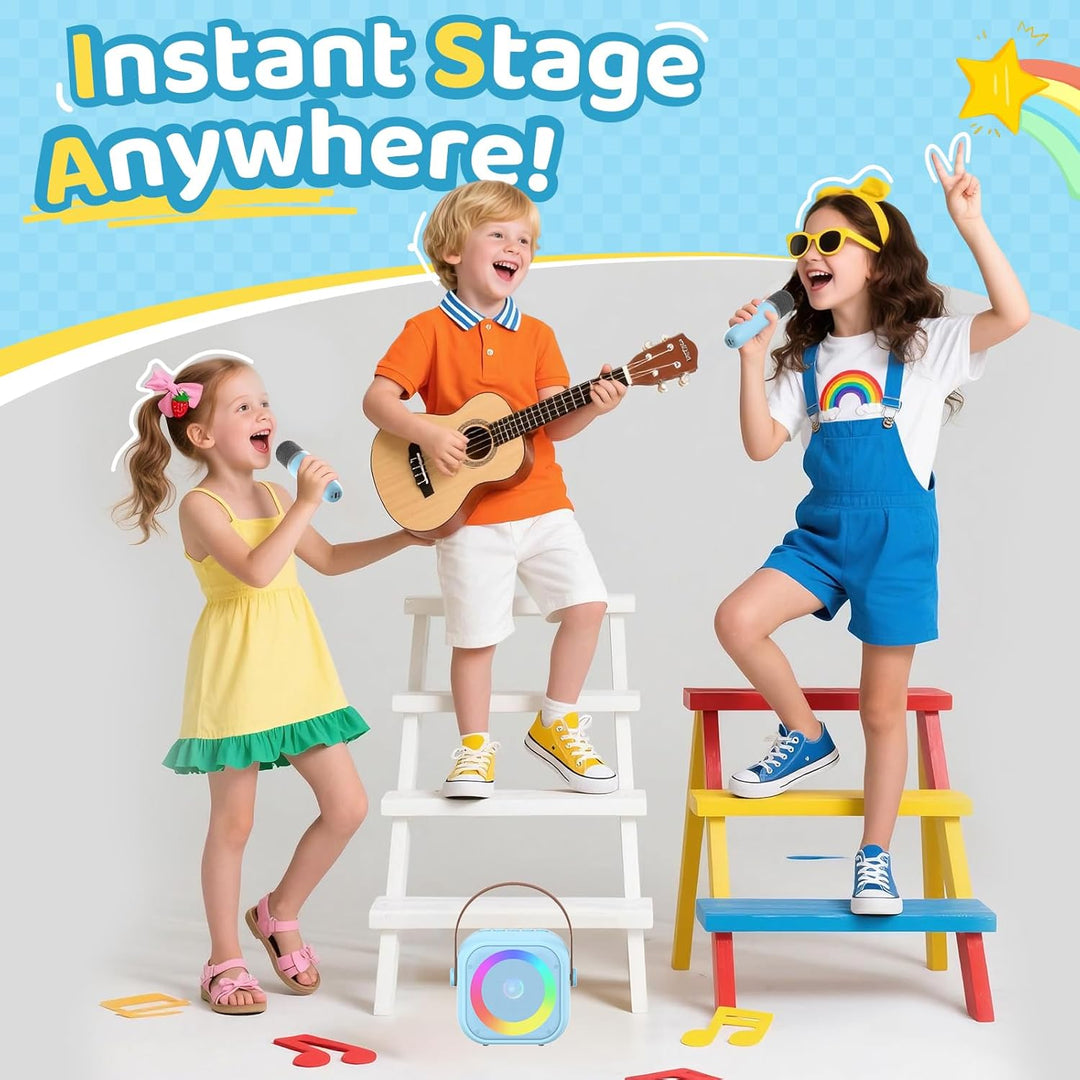 Jeefu Karaoke Maschine Kinder mit 2 Mikrofonen, Spielzeug für 3-12 Jahre alte Mädchen Geschenke, Min