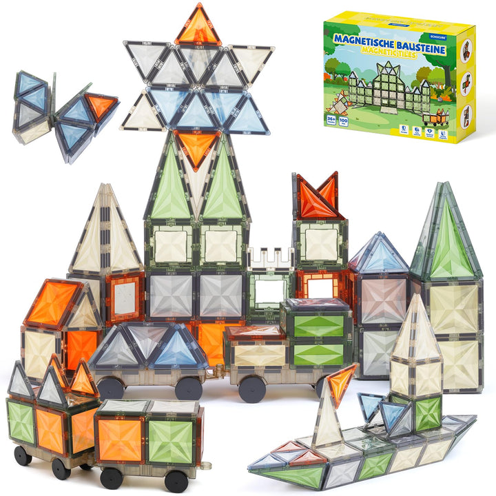 100 Stück Magnetische Bauklötze, Magnetische Bauklötze für Kinder, Magnetisches Konstruktionsspielze