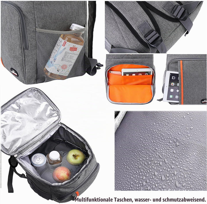 QINGLOU 28L Kühlrucksack Thermo Rucksack Picknickrucksack Kühltasche Gross Isoliert Cooler Bag Männe