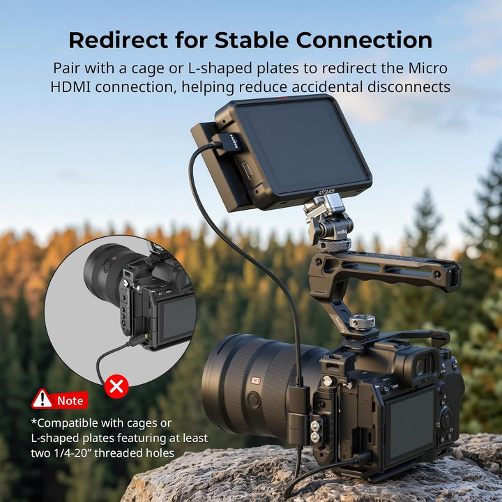 SMALLRIG Datenkabel Ultra-Slim 4K 60Hz Micro-HDMI auf Full-Size HDMI Adapterkabel mit zwei 1/4"-20 S