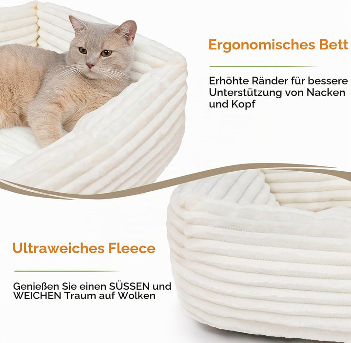 XIAPIA Katzenbett Flauschig 55x42x18 cm, Plüsch Katzen Schlafplatz Weich und Warm für Katzen Kleine