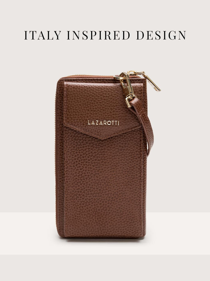 Lazarotti Bologna XL Leder Damen-Geldbörse & Handytasche (2-in-1) | 16 Kartenfächer | zum Umhängen m