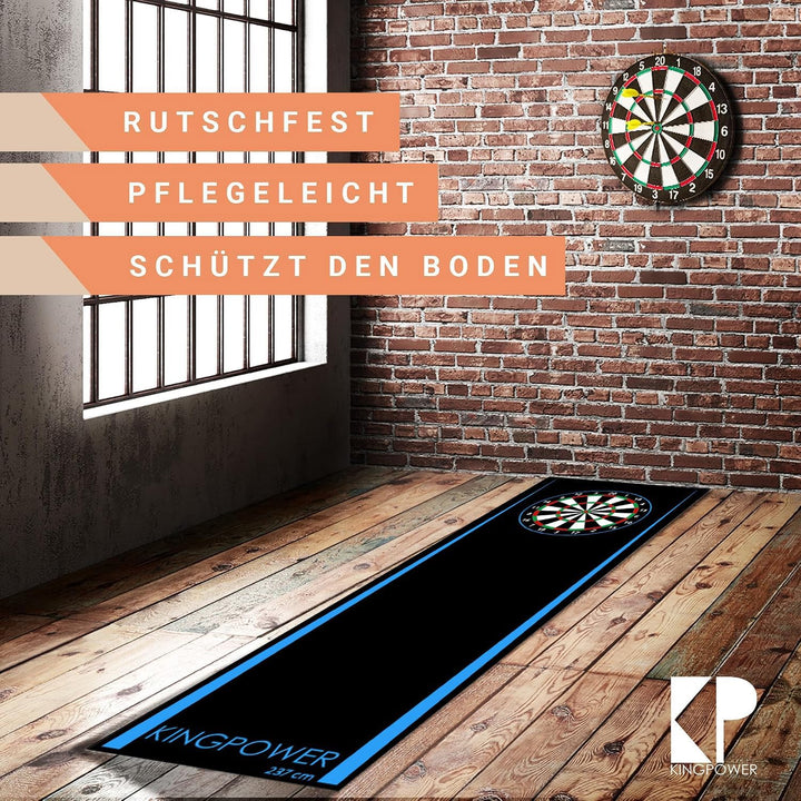 Kingpower Dartteppich mit Abwurflinie, Dart Zubehör mit Motiv, Dartmatte mit Oche, pflegeleichter Te