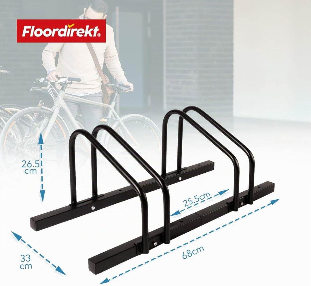 Floordirekt Fahrradständer für 2 Fahrräder mit Reifenbreiten bis 55 mm Eisen Fahrradhalter Aufstells