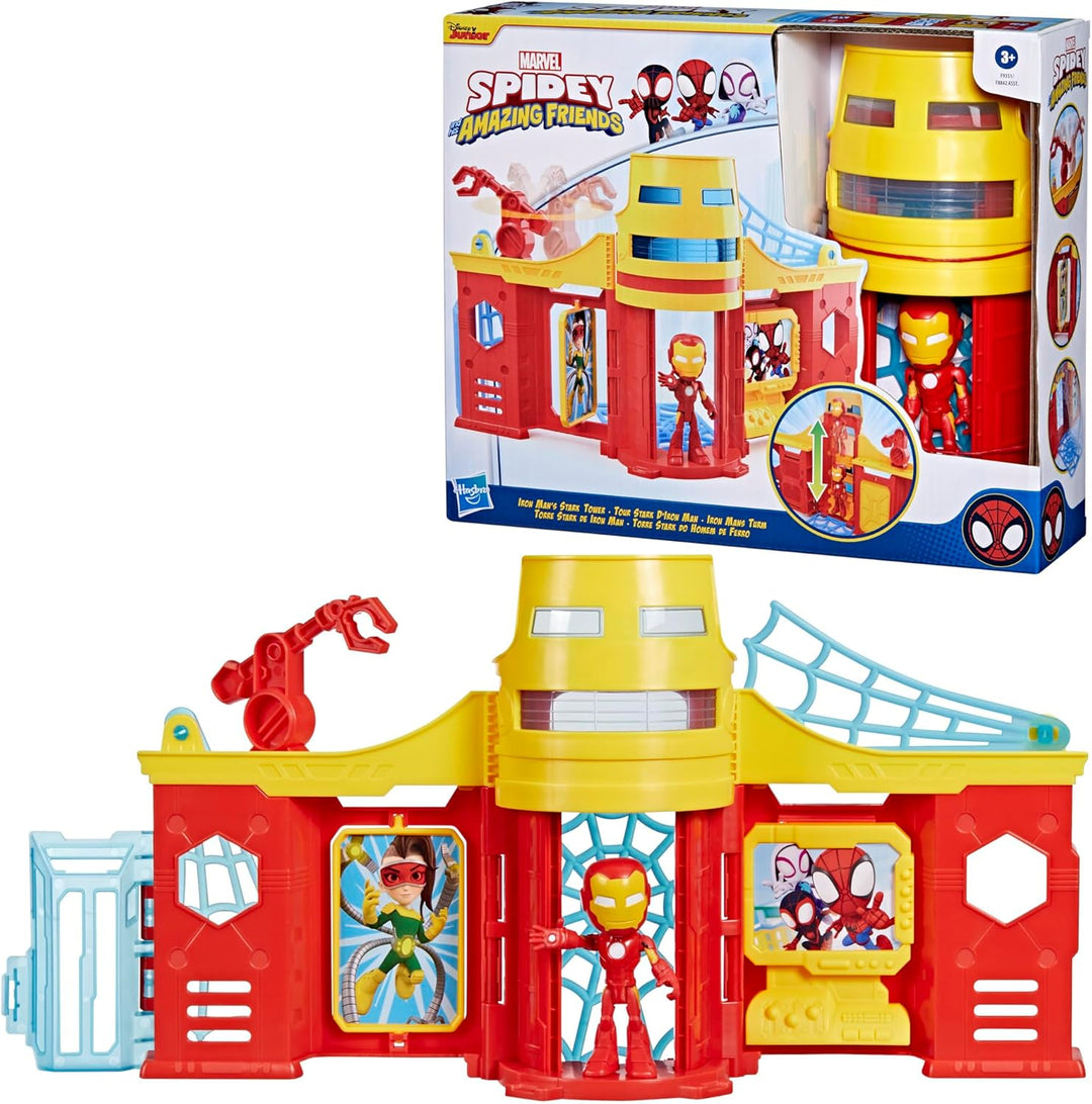 Hasbro Marvel Spidey und Seine Super-Freunde Iron Mans Turm, Spielset mit Iron Man Action-Figur, Sic