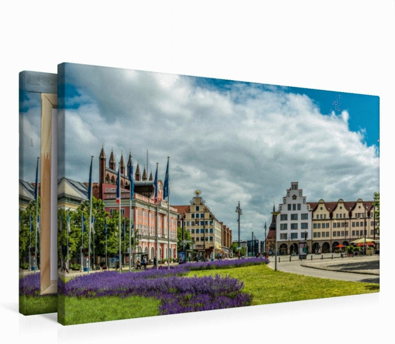 Premium Textil-Leinwand 75 x 50 cm Quer-Format Rostock Innenstadt | Wandbild, HD-Bild auf Keilrahmen