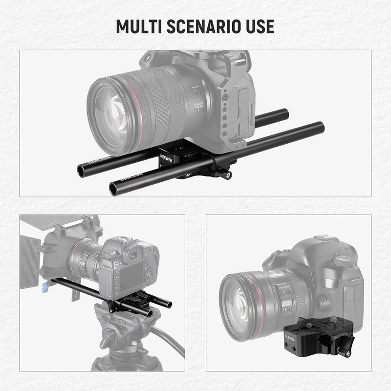 NEEWER Kamera Grundplatte mit Doppelschienen Klemme,15mm LWS Grundplatte für Kamerakäfig Stativ Schu