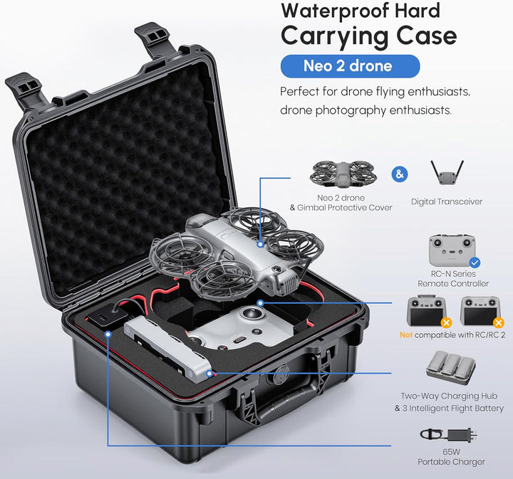 STARTRC Neo 2 Koffer,wasserdichte Hartschalen Tasche für DJI Neo 2 Fly More Combo Zubehör für RC-N C