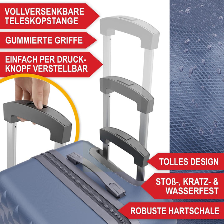Onbest Premium Kofferset 4-TLG. – Hartschalenkoffer mit TSA-Lock, USB-Anschluss – 1x Kofferwaage, 2X