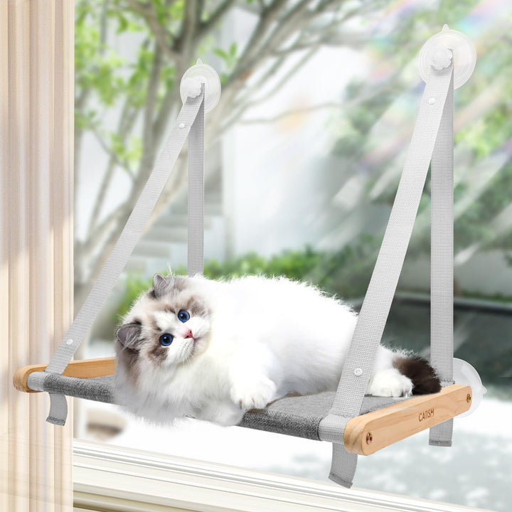 CATISM Faltbare Katzen Hängematte bis 20 kg, Verstärkte Katzen Hängematte mit Starkem Saugnapf, Wasc