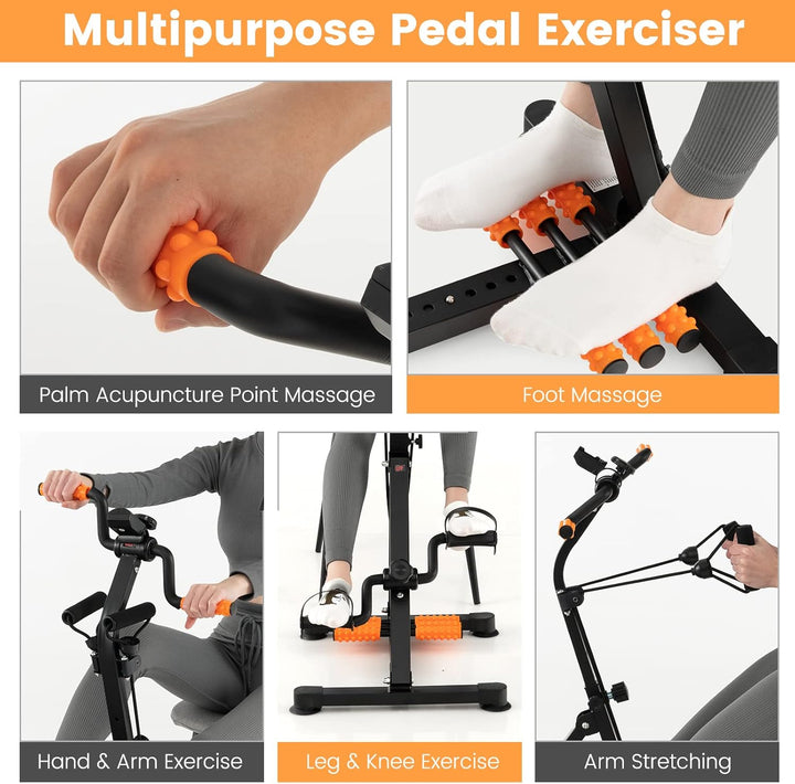 FANTASK Heimtrainer Pedaltrainer für Senioren, Hand Arm Bein Knie Fitnessgerät mit LCD Display, höhe