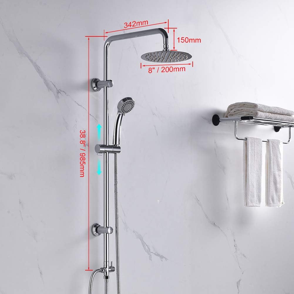 IBERGRIF Duschsystem mit Regendusche, Duschstange, Duschkopf mit Schlauch, Umsteller, Edelstahl Dusc