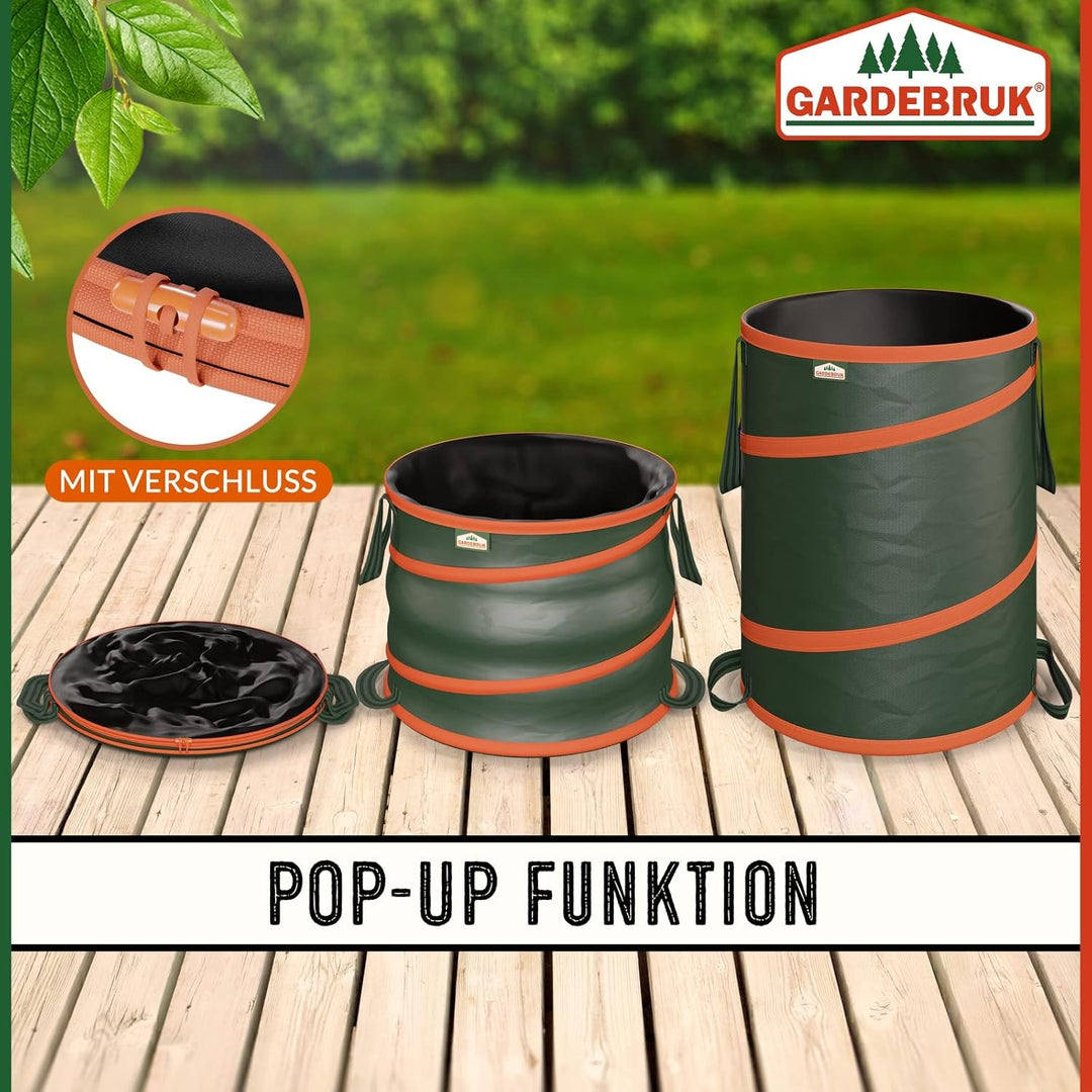 GARDEBRUK® Gartenabfallsack 3x165 Liter 30 kg Belastbarkeit stabil robust abwaschbar Garten Pop up R