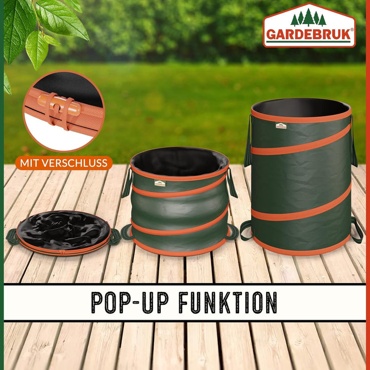 GARDEBRUK® Gartenabfallsack 3x165 Liter 30 kg Belastbarkeit stabil robust abwaschbar Garten Pop up R