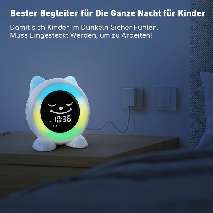 I·CODE Kinderwecker, Schlaftrainer Kinder mit Nachtlicht,Kinder Lichtwecker für Kleinkinder,Lernen v