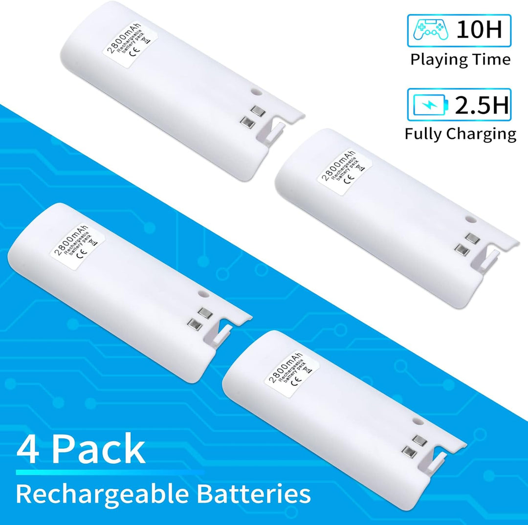 TechKen Wii Akku Ladegerät Set,Wii Remote Controller Ladestation Docking Station Wii Charger Mit 4 x