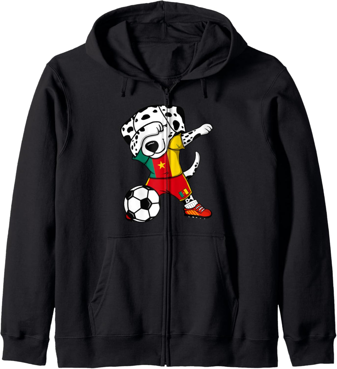 Dabbing Dalmatiner Hund Kamerun Fussball Kamerunische Flagge Kapuzenjacke