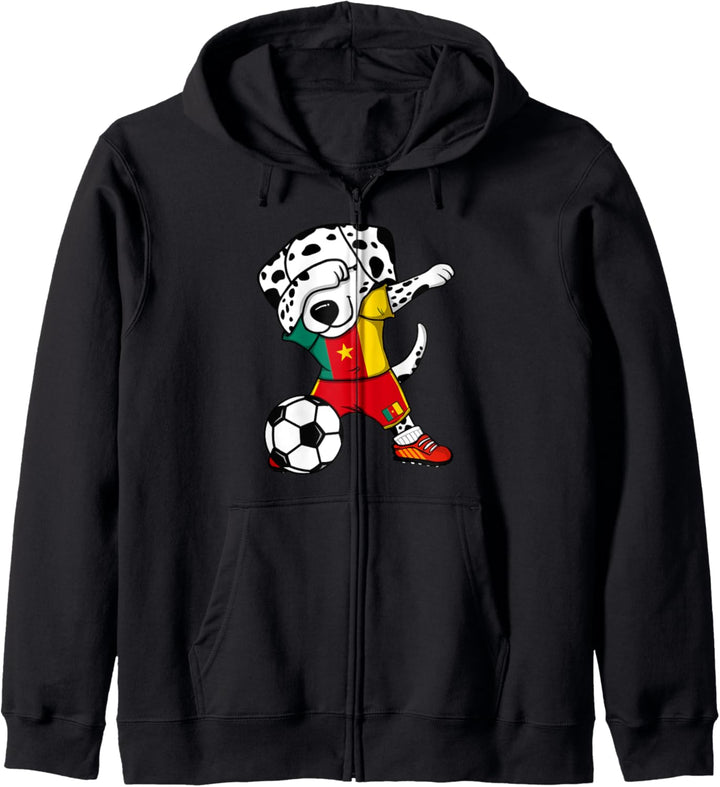 Dabbing Dalmatiner Hund Kamerun Fussball Kamerunische Flagge Kapuzenjacke