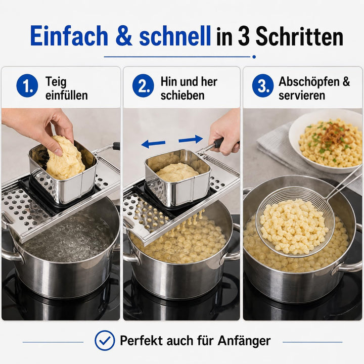 Katleay 2 Stücke Spätzlehobel, Edelstahl Spätzlehobel, Spätzle Set, Spätzlepresse, Spätzle Reibe, Sp