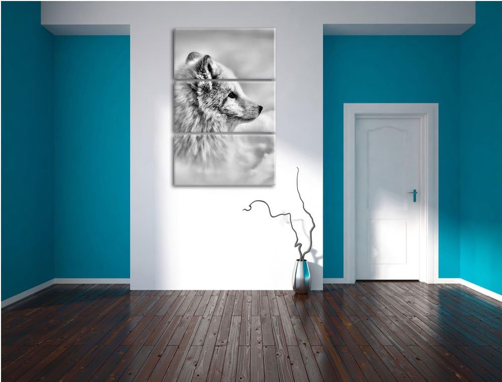 Pixxprint Anmutiger Polarfuchs im Schnee als Leinwandbild/Grösse: 3 Teilig (120x80) / Wandbild/Kunst