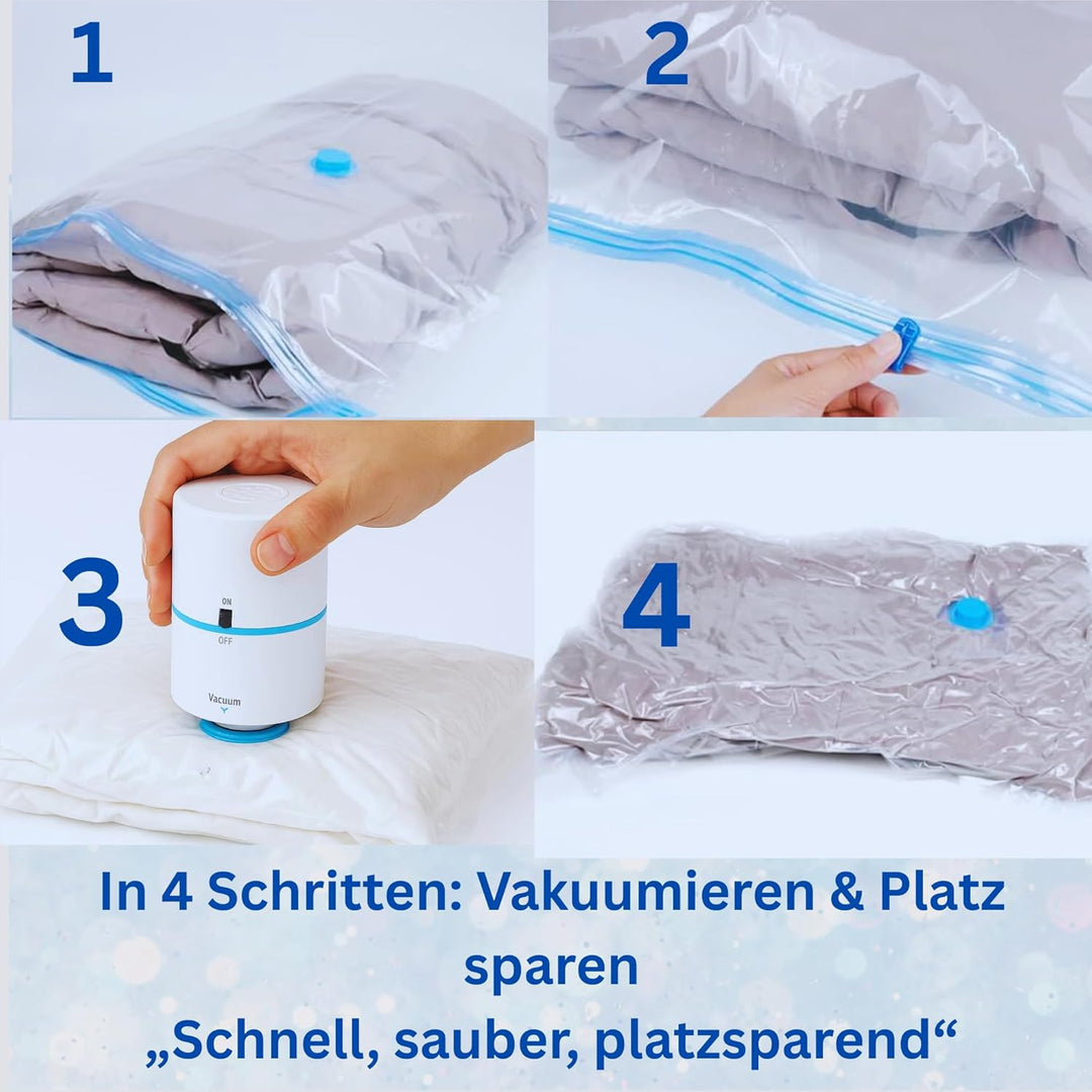 Vakuumbeutel-Set 6× M 60x40 + el. Pumpe mit elektrischer Pumpe – Aufbewahrungsbeutel für Kleidung, B