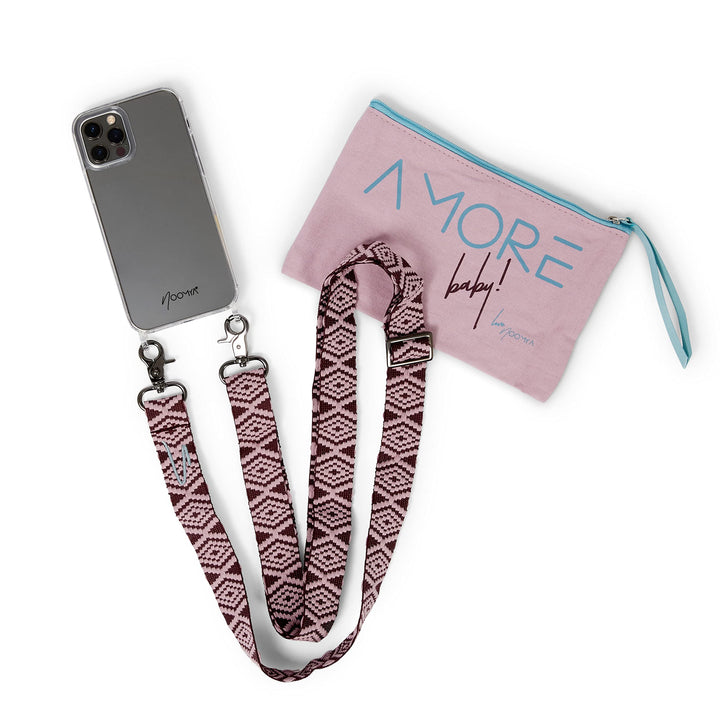 NOOMYA® Premium Fashion Handykette | Set Handyhülle iPhone 14 PRO &amp; Handyband Wine Tasting | Handygu