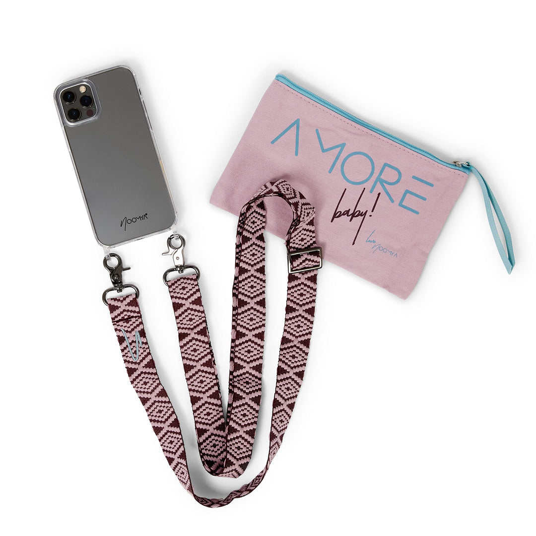 NOOMYA® Premium Fashion Handykette | Set Handyhülle iPhone 14 Pro MAX &amp; Handyband Wine Tasting | Han