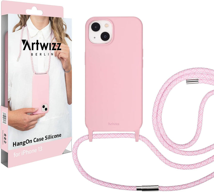 Artwizz HangOn Case kompatibel mit [iPhone 13] - Elastische Schutzhülle aus Silikon als Handykette z