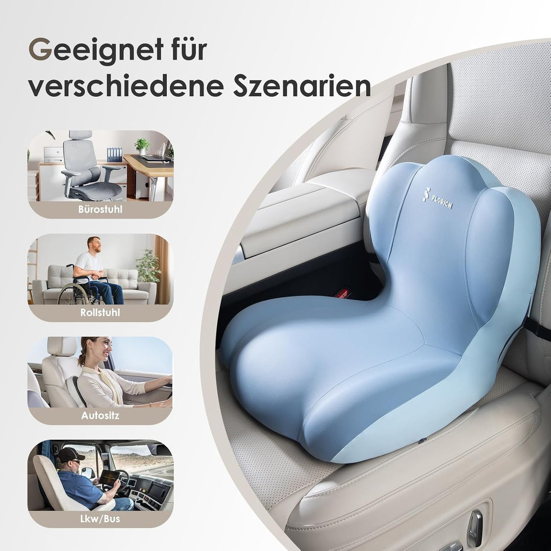 FLORICH Sitzkissen Orthopädisch und Lendenstützkissen Memory-Schaum Ergonomisches Sitzkissen einteil