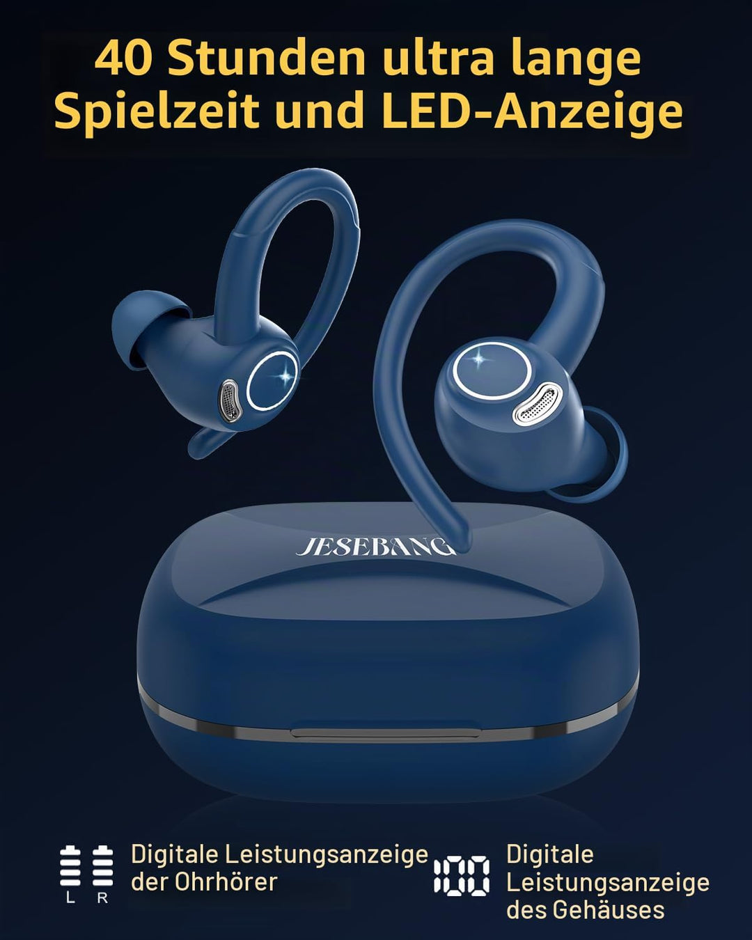 Bluetooth Kopfhörer Sport, in Ear Kopfhörer Kabellos Bluetooth 5.3 mit HD Mic, Herausragender Sound,