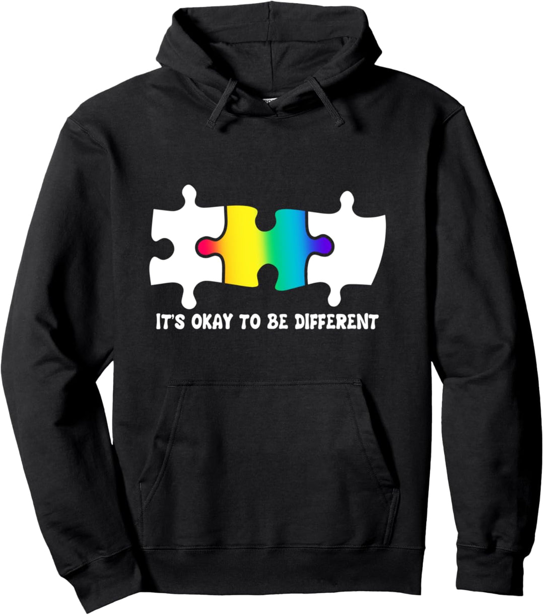 It's Okay To Be Different | Autism Awareness Puzzle Piece Pullover Hoodie