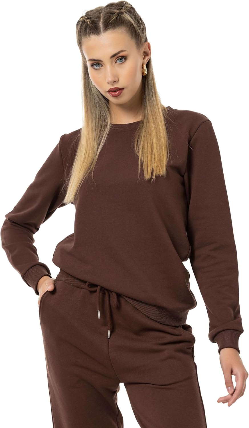 Red Bridge Damen Freizeitanzug Jogginganzug Hose Sweatshirt Premium Basic, XS Braun