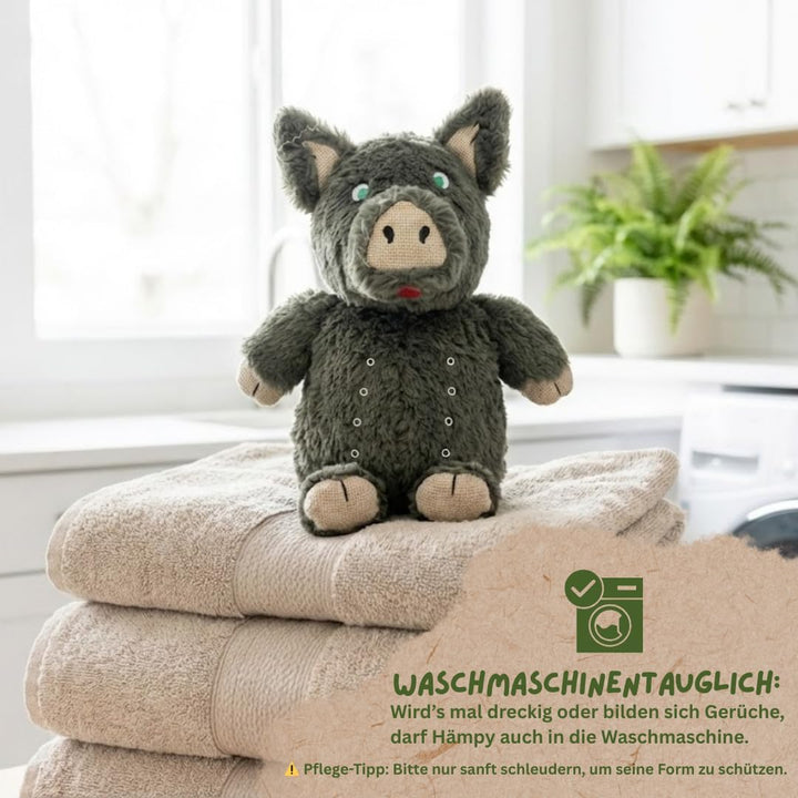 Hämpy das Hanf-Schwein | Robustes Hundespielzeug mit Quietscher | Nachhaltiges Kuscheltier für Hunde