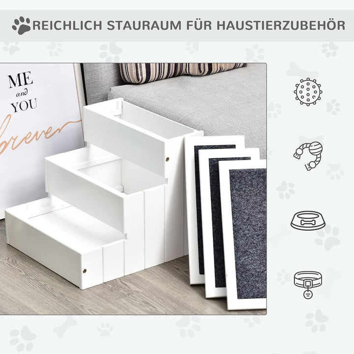 PawHut Hundetreppe 3 Stufen Katzentreppe Haustiertreppe Hundetreppe für Hunde und Katzen Tiertreppe