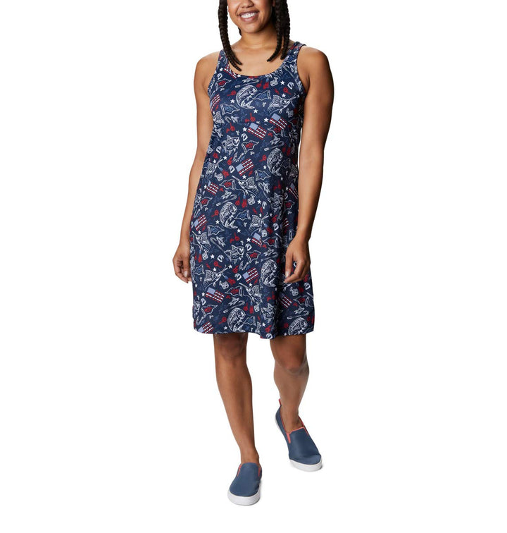Columbia Damen Freezer Iii Kleid Freezer III Kleid S Collegiate Navy Americana Fishing Print, S Coll