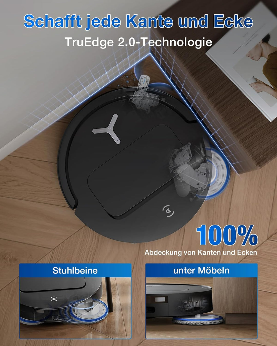 ECOVACS DEEBOT T50 Omni Saugroboter mit Wischfunktion,15.000 Pa, T30 Omni-Upgrade, Ausziehbare Seite