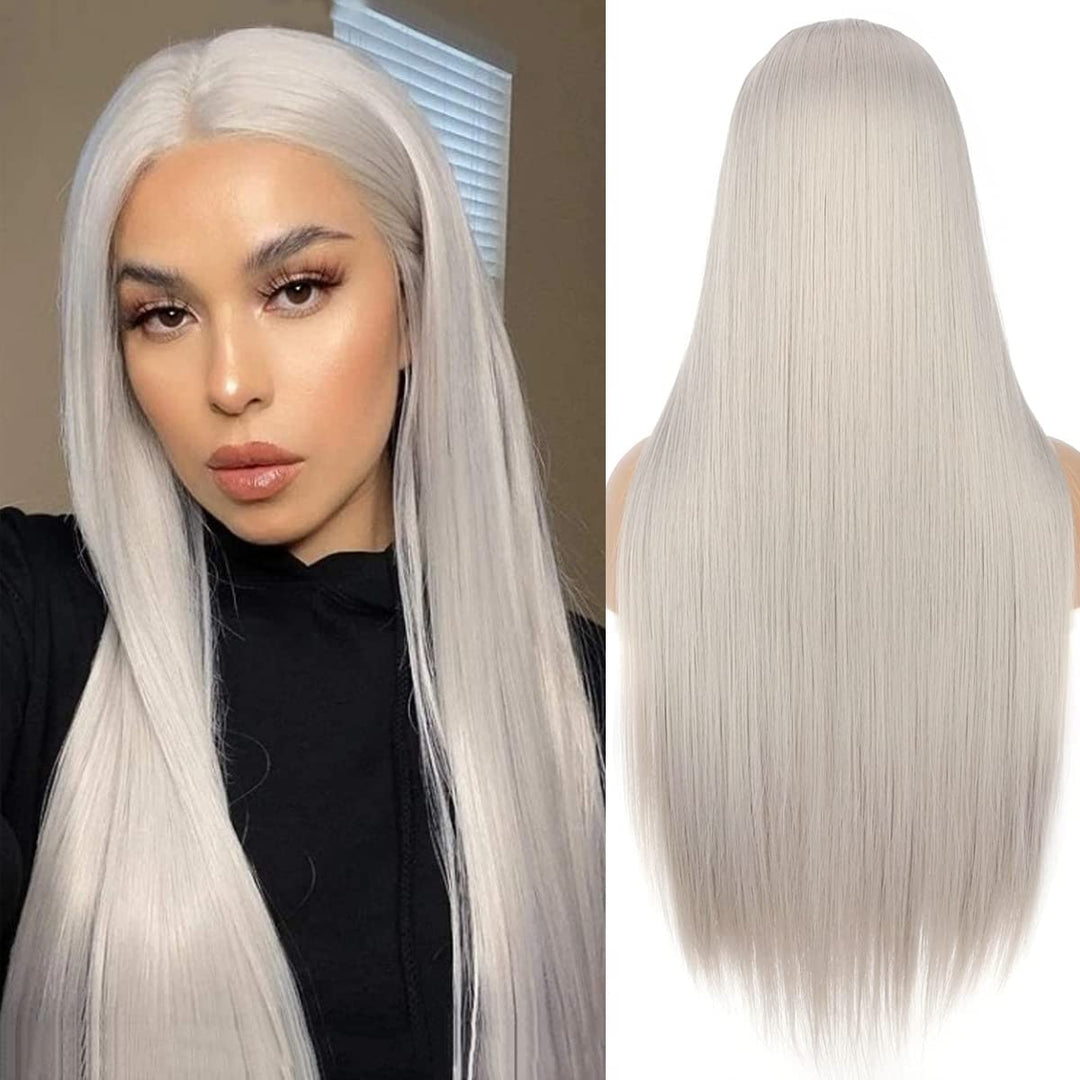 PORSMEER Perücke Blond Lange Haare Glatt für Frauen/Mädchen Natürlich Synthetische Haarperücke Party