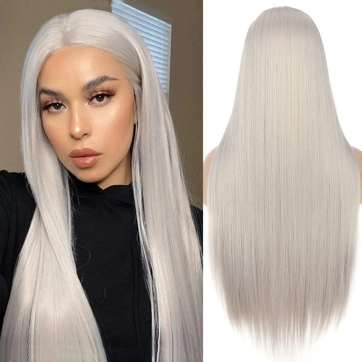 PORSMEER Perücke Blond Lange Haare Glatt für Frauen/Mädchen Natürlich Synthetische Haarperücke Party