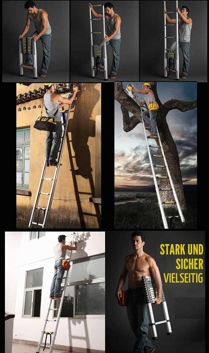 Teleskopleiter aus Aluminium, ausziehbare Teleskopleiter, Teleskopleiter, Klappleiter, Loft Ladder,
