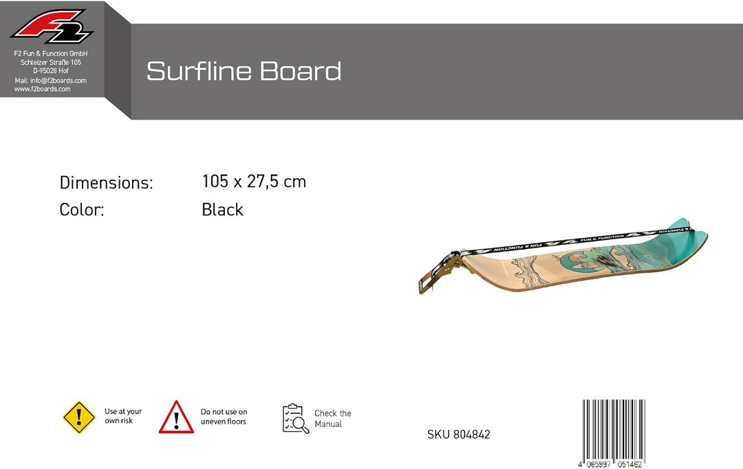 F2 Balance Board Surfline Board Slackline Training 105x27,5cm Farbe wählbar Schwarz 105x27,5cm, Schw
