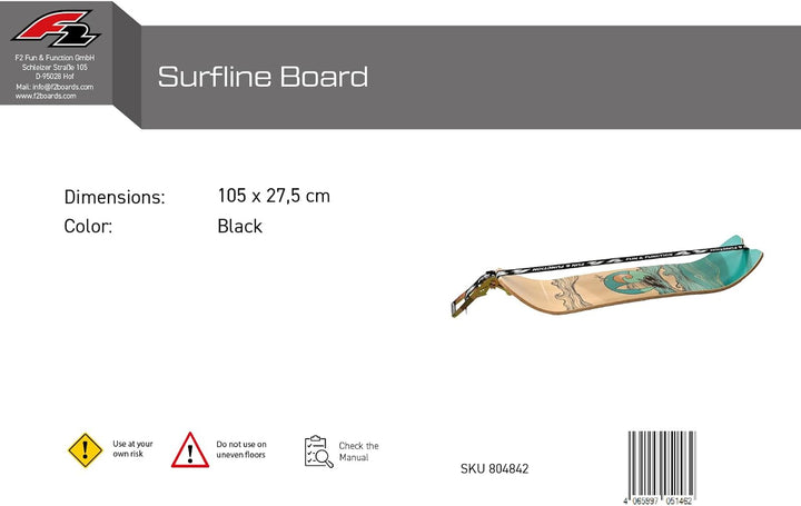 F2 Balance Board Surfline Board Slackline Training 105x27,5cm Farbe wählbar Schwarz 105x27,5cm, Schw