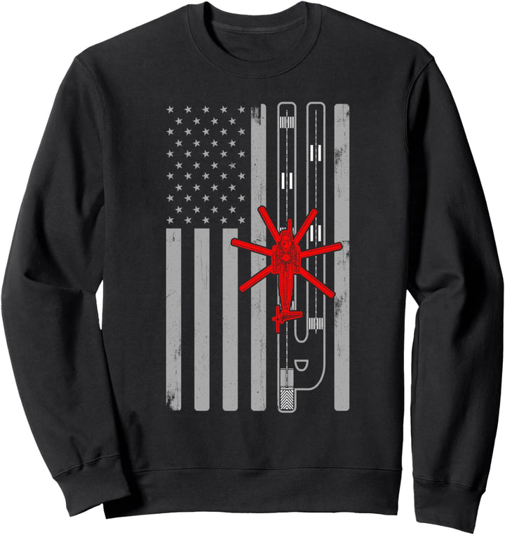 Super Stallion Militär Hubschrauber Amerikanische Flagge Runway CH53 Sweatshirt