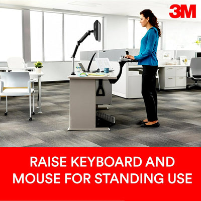 3M Sit/Stand Keyboard Tray, Simply Turn Knob to Adjust Height and Tilt, Sturdy Tray Includes Gel Wri