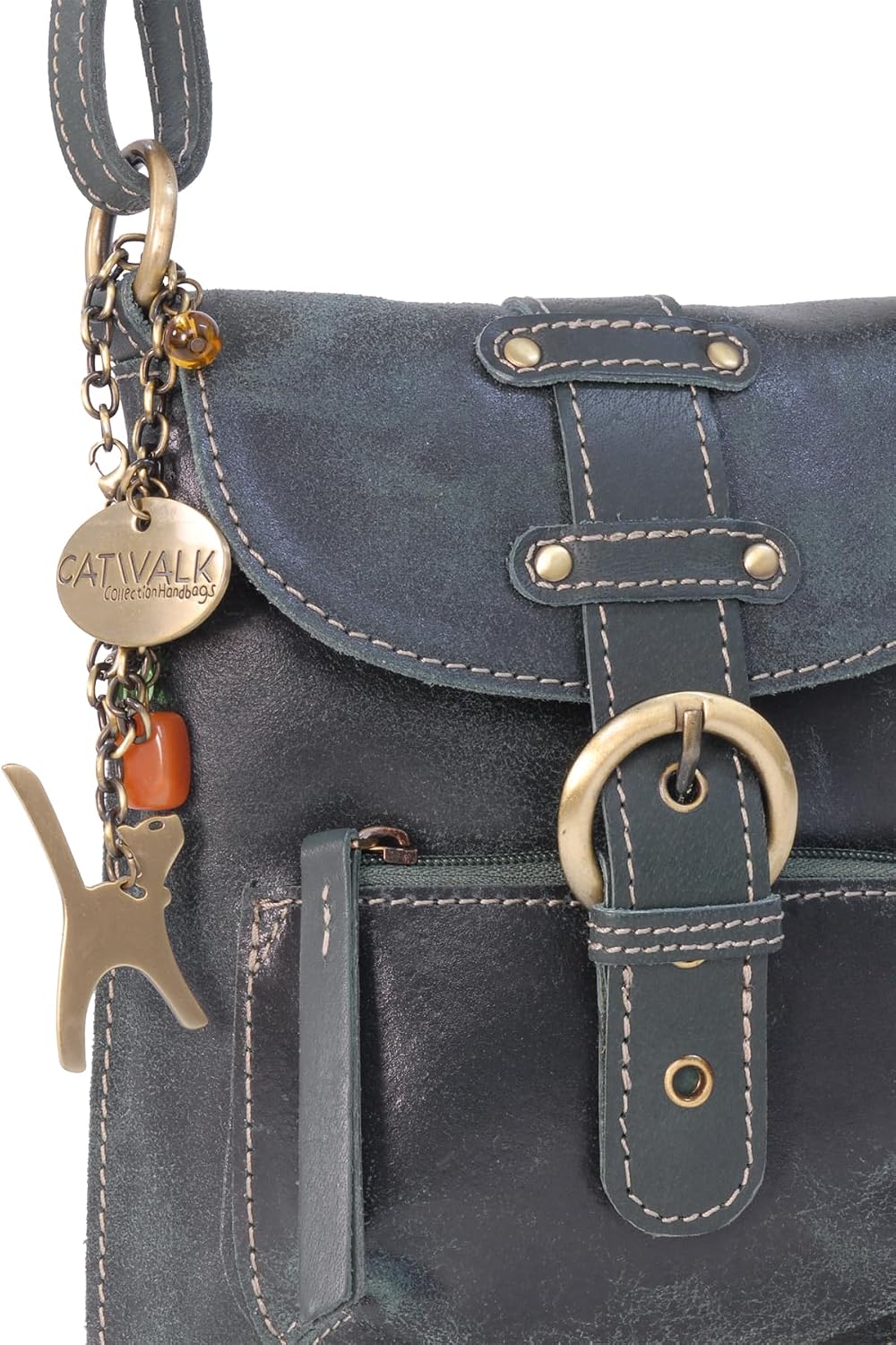 Catwalk Collection Handbags - Vintage Grobem Leder - Klein Umhängetasche Messenger/Schultertasche -