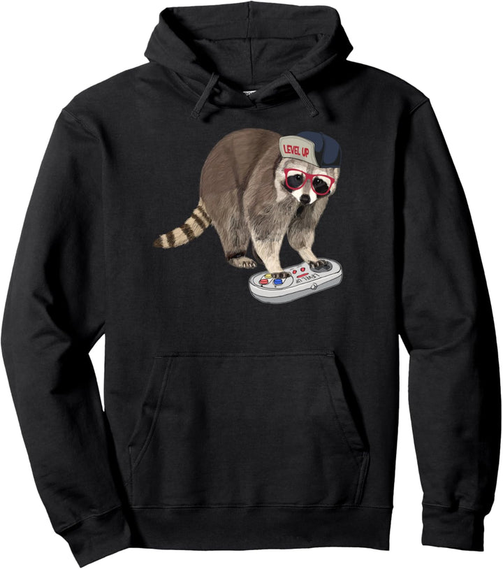 Raccoon Playing Video Game Procyonidae Animal Raccoon Gamers Pullover Hoodie