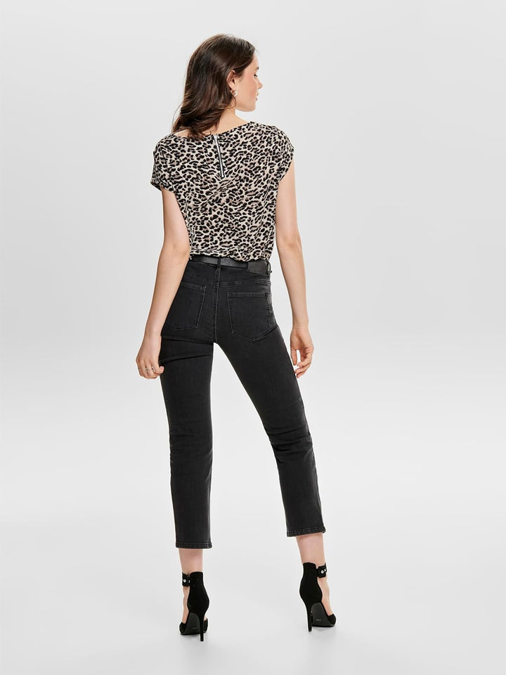 ONLY Damen Onlvic S/S Solid AOP Top Ptm T-Shirt, Blusenshirt, Kurzarm 34 2er Pack (Pack B: Black/Pum