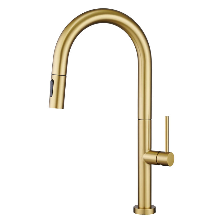 Wasserhahn Küche Gold, Hochdruck Küchenarmatur mit Herausziehbarer Brause, Hoher Bogen Armatur, Misc